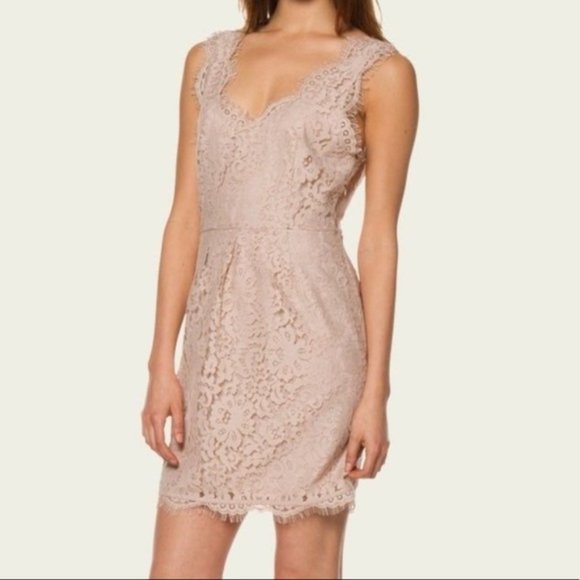 Joie Dresses & Skirts - Joie Rori Lace Overlay Nude Blush Pink Dress Size XS